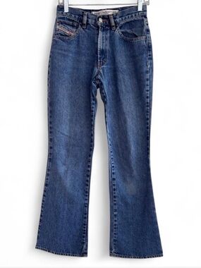 Y2K Vintage Diesel Medium Blue Flare Wide-Leg Jeans Size 27